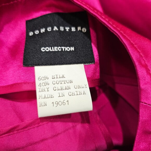 Doncaster‎ Fuchsia Silk Blend Casual Belted Jacket Hidden Buttons Size 6 - Picture 7 of 9